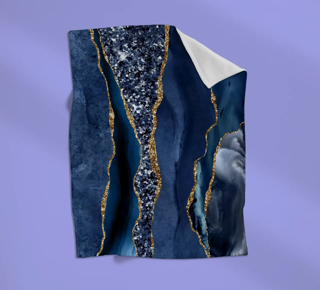 Agate Glitter Ocean Texture 06 fleece blanket by Gemstone Textures