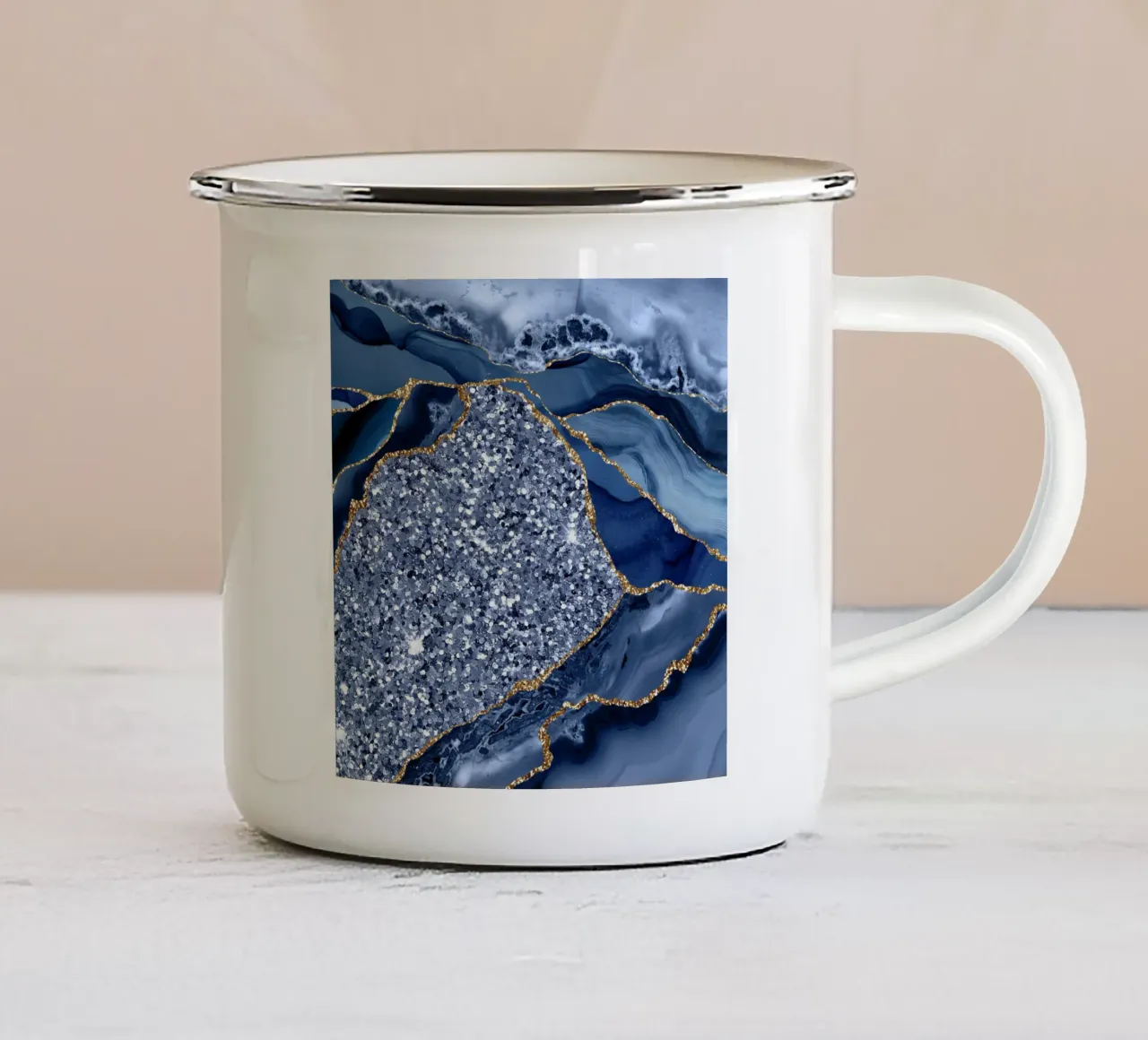 Agata Glitter Ocean Texture 08 tazza in smalto da Gemstone Textures