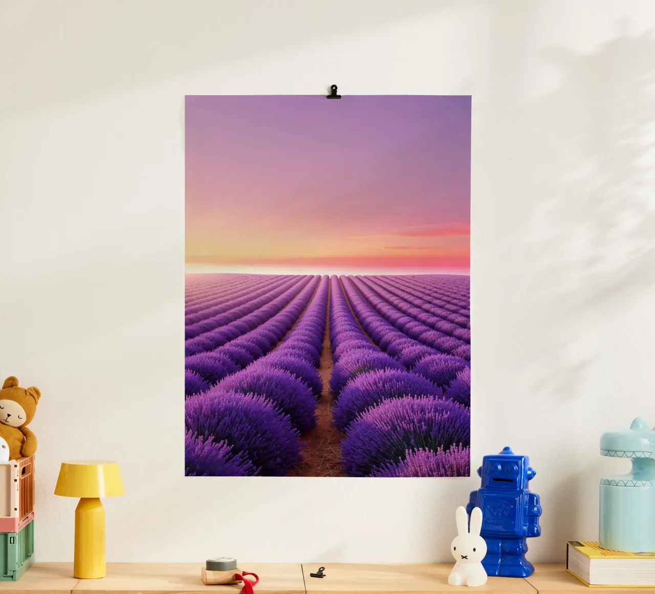 Lavender Horizons: Purple Fields in the Glow of Sunset carta hahnemühle da AlbertKlee