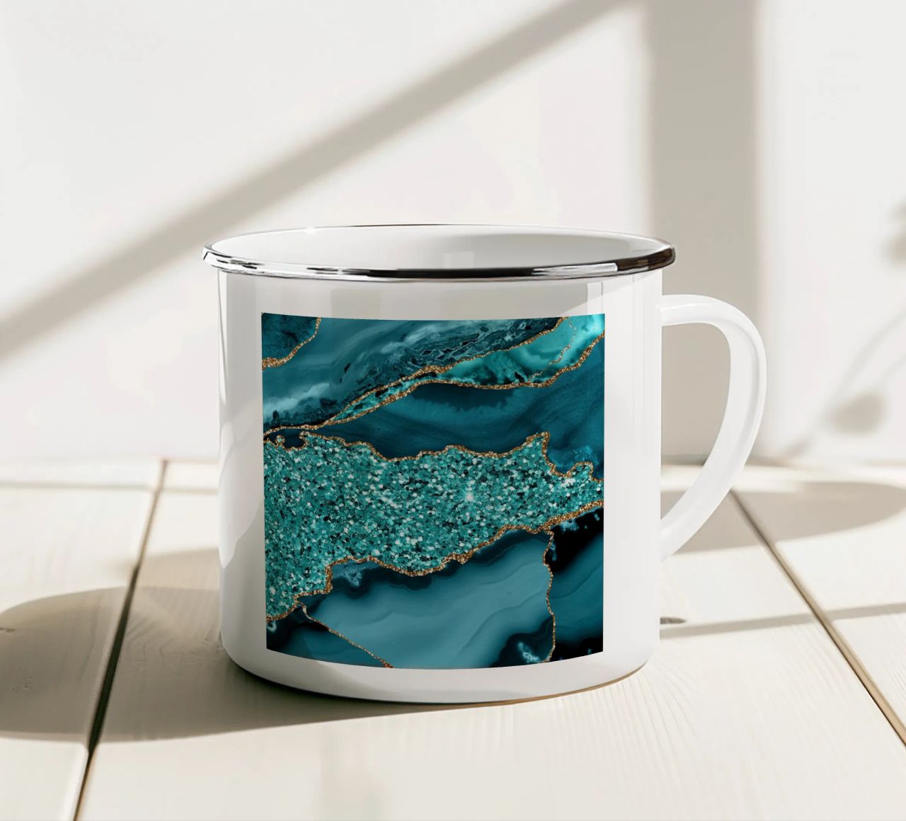 Agata Glitter Ocean Texture 09 tazza in smalto da Gemstone Textures