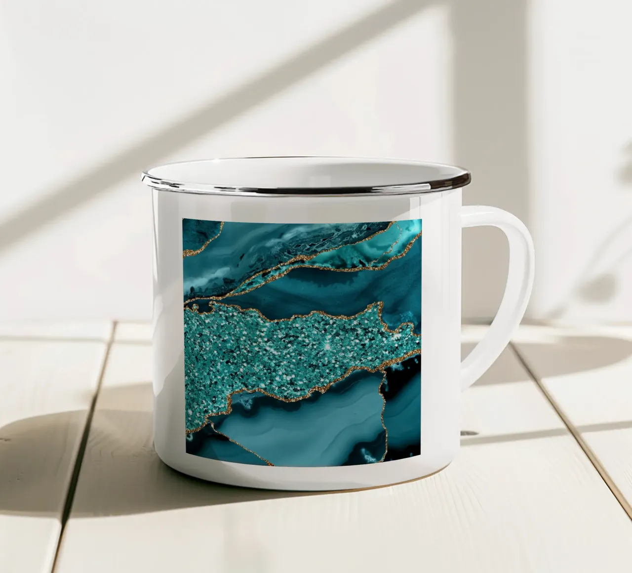Ágata Purpurina Textura Océano 09 taza de esmalte de Gemstone Textures