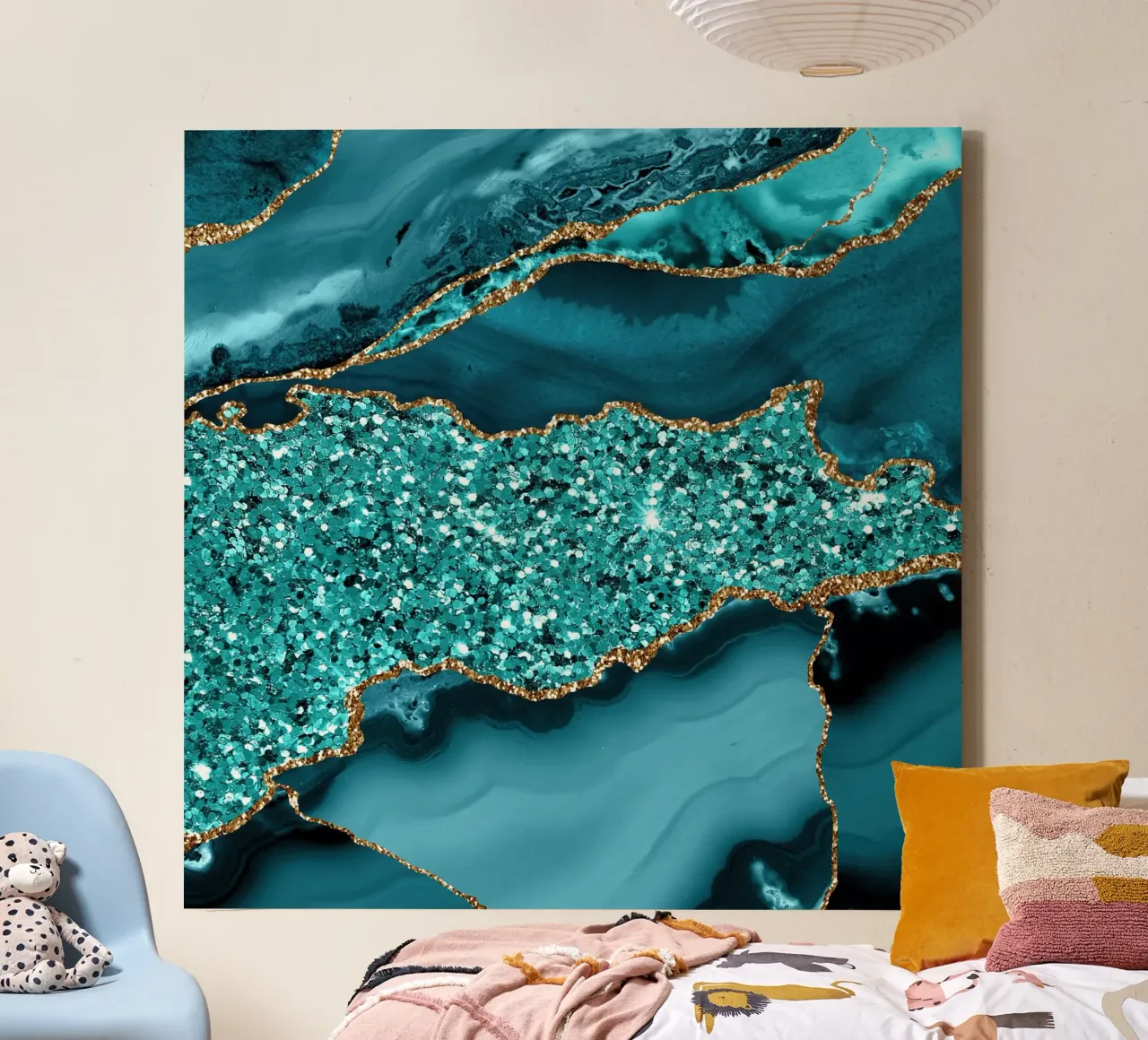 Agata Glitter Ocean Texture 09 tela con Cornice a cassetta da Gemstone Textures