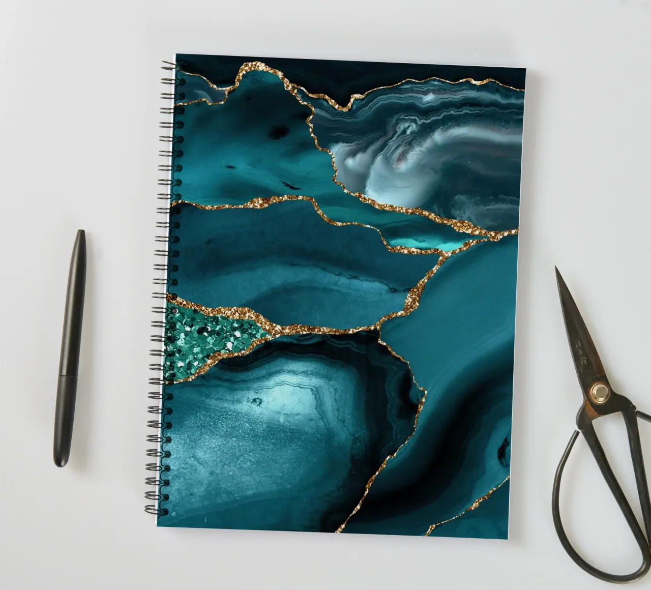 Agate Glitter Ocean Texture 10 spiral notebook by Gemstone Textures