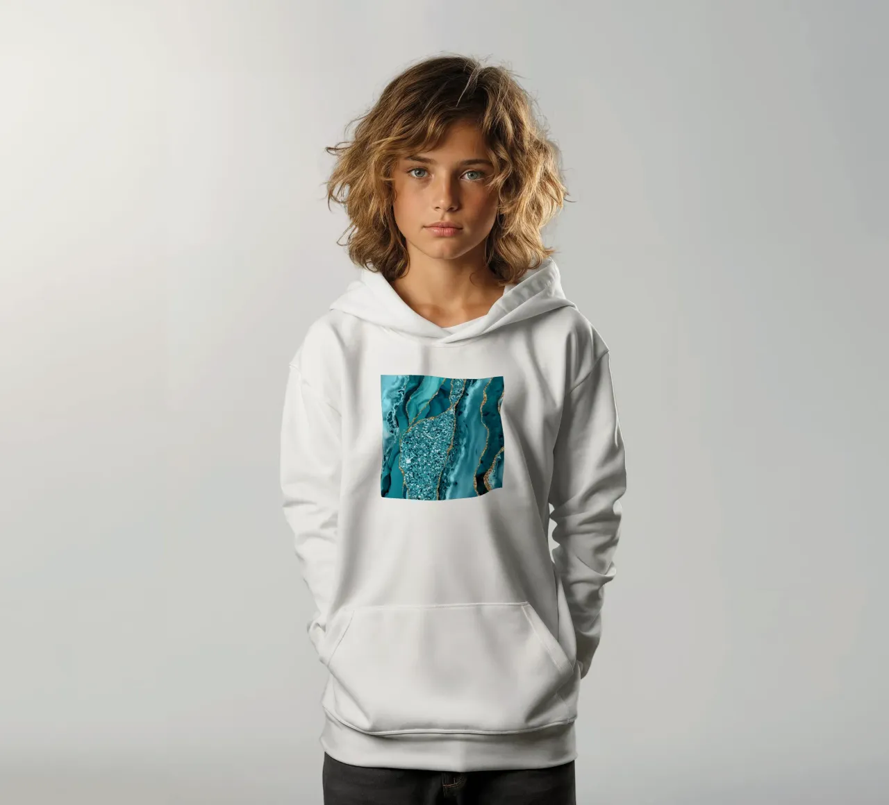 Agate Glitter Ocean Texture 11 kids hoodie by Gemstone Textures