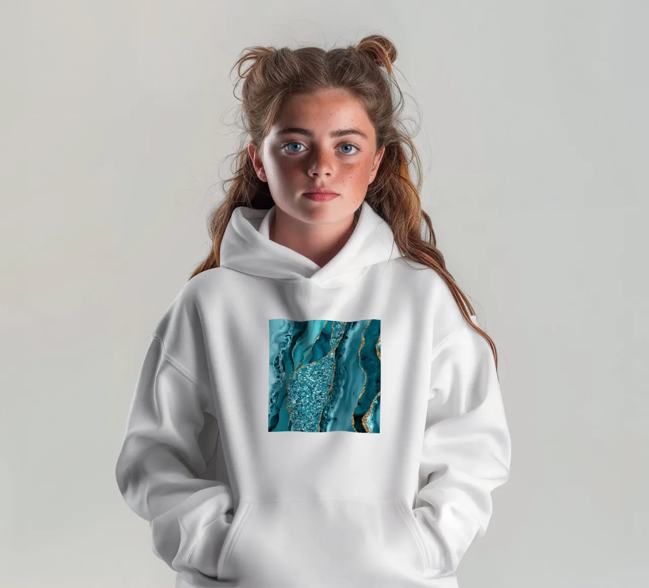 Agate Glitter Ocean Texture 11 kids hoodie by Gemstone Textures