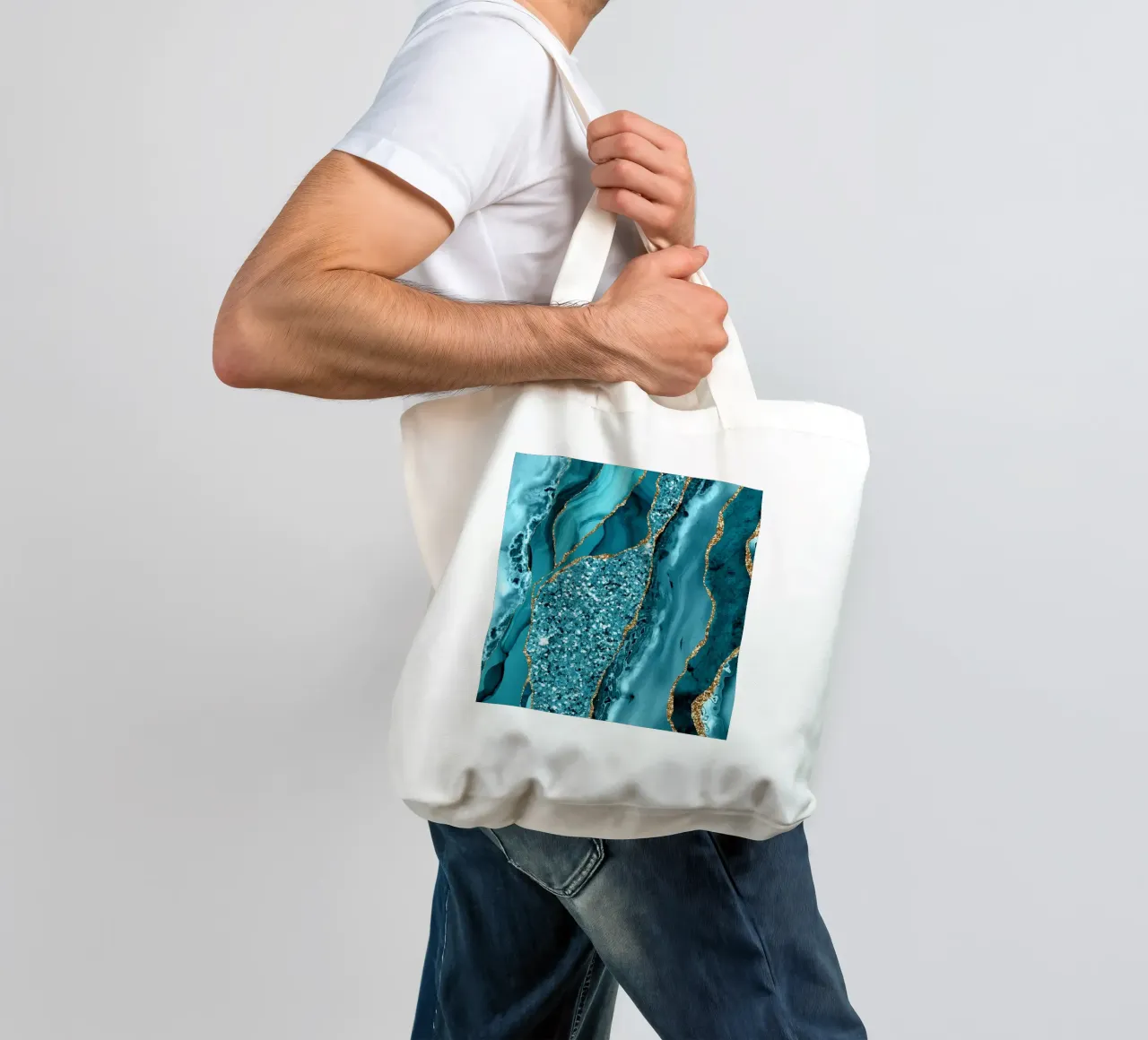 Agate Glitter Ocean Texture 11 tote bag by Gemstone Textures