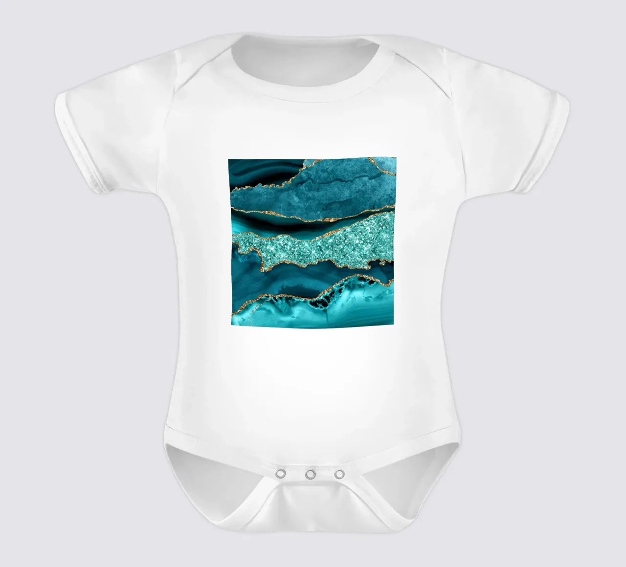 Agata Glitter Ocean Texture 12 body neonato maniche corte da Gemstone Textures