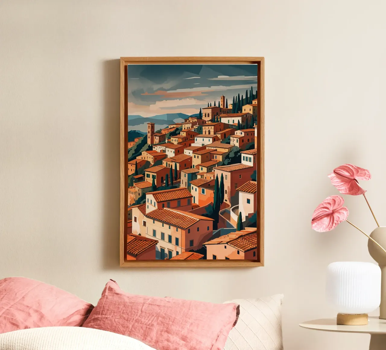 Rustic Italian Village with Rolling Hills tela con Cornice a cassetta da AlbertKlee