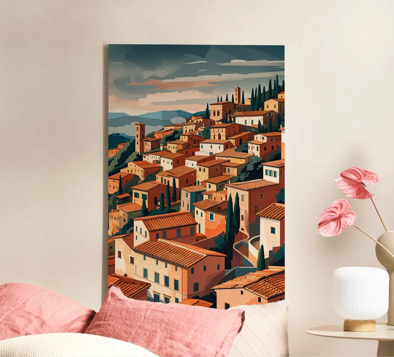 Rustic Italian Village with Rolling Hills tela con Cornice a cassetta da AlbertKlee