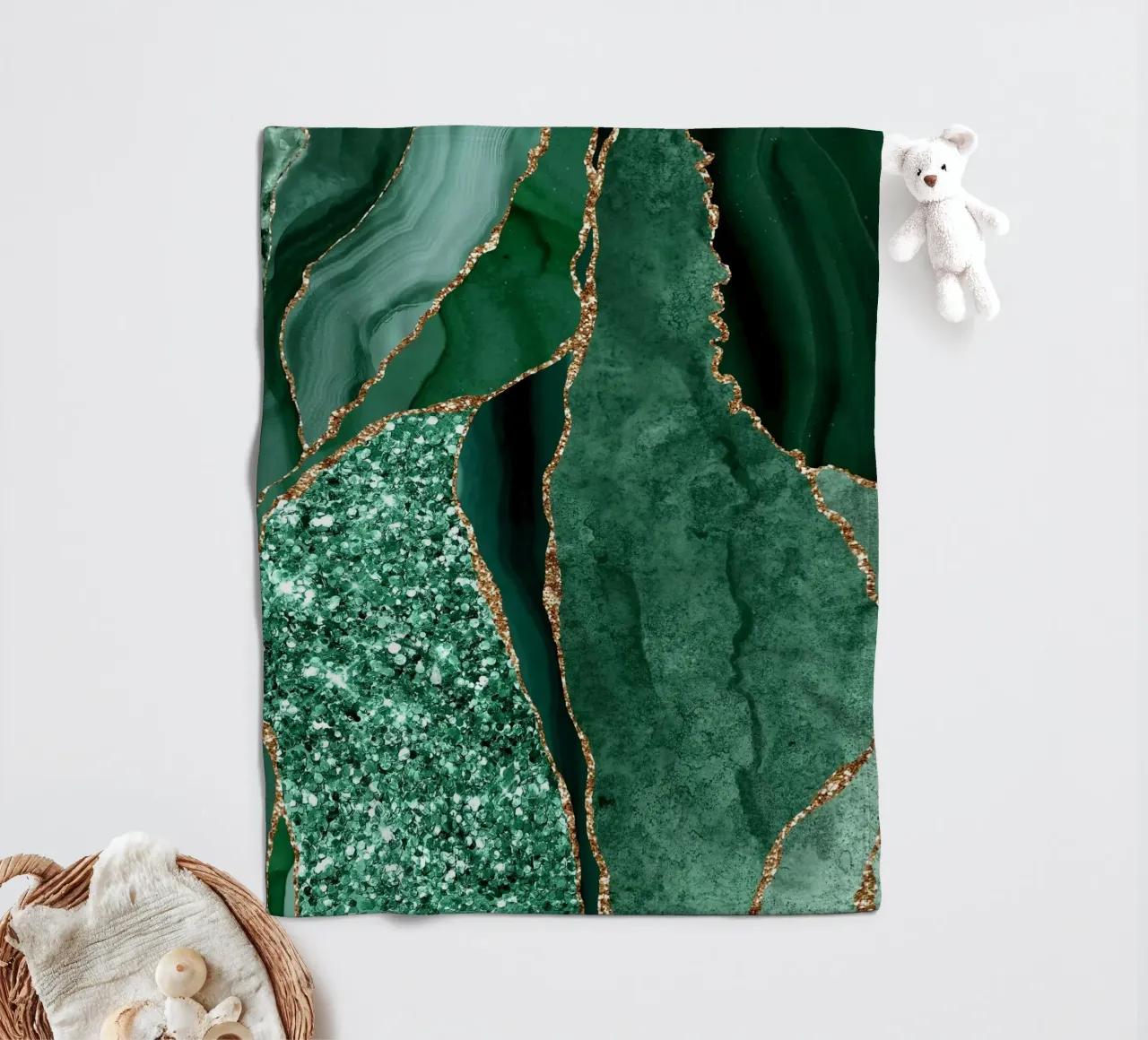 Agate Glitter Ocean Texture 14 fleece blanket by Gemstone Textures