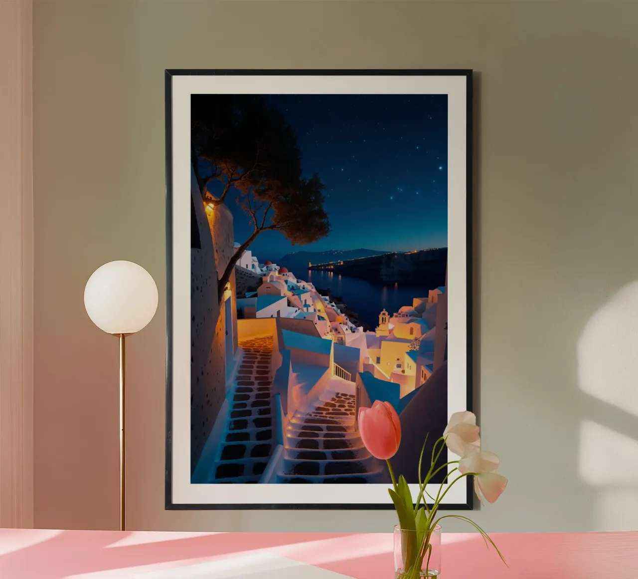 Santorini's Enchanting Nightscape carta hahnemühle da AlbertKlee