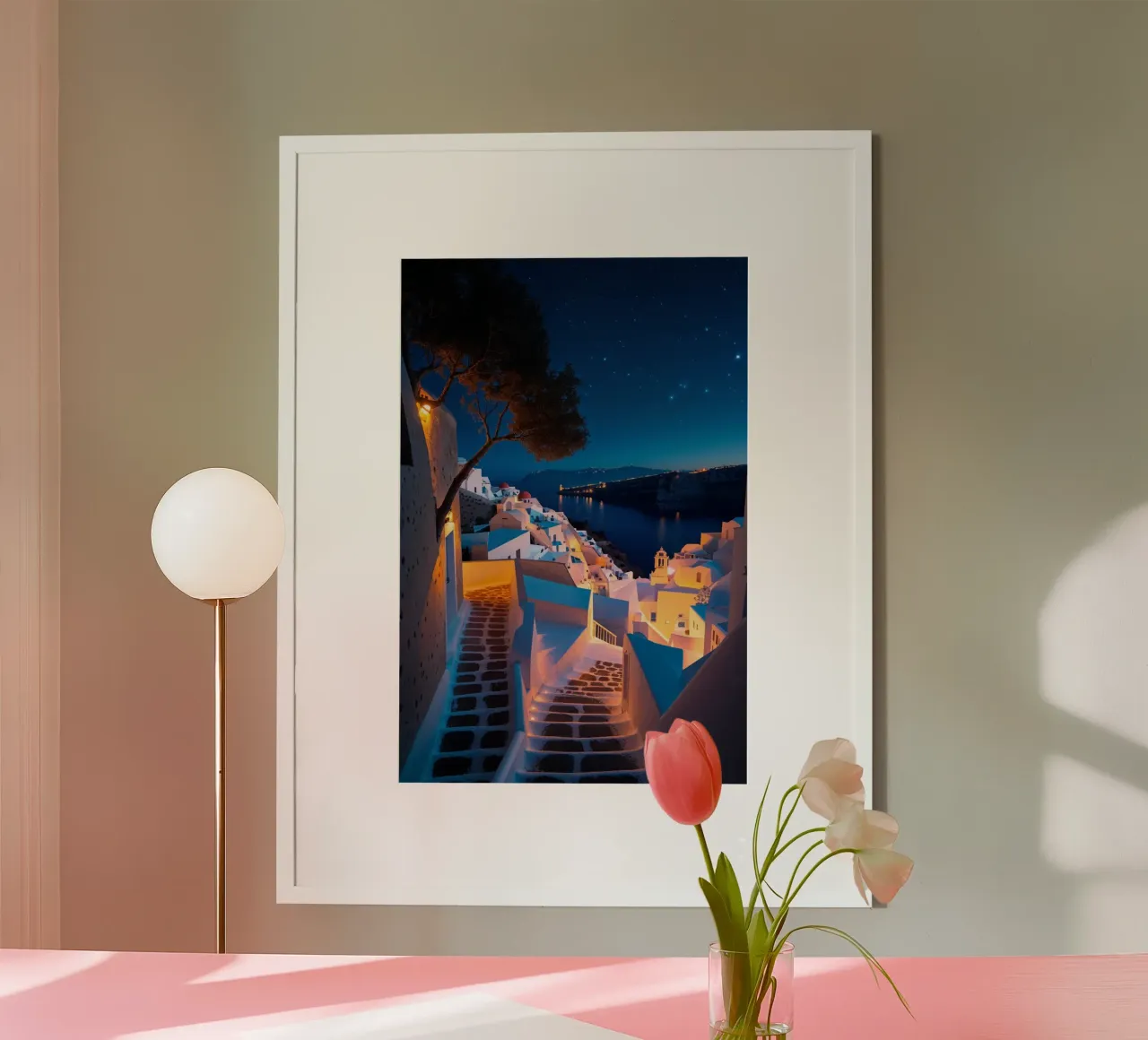 Santorini's Enchanting Nightscape carta hahnemühle da AlbertKlee