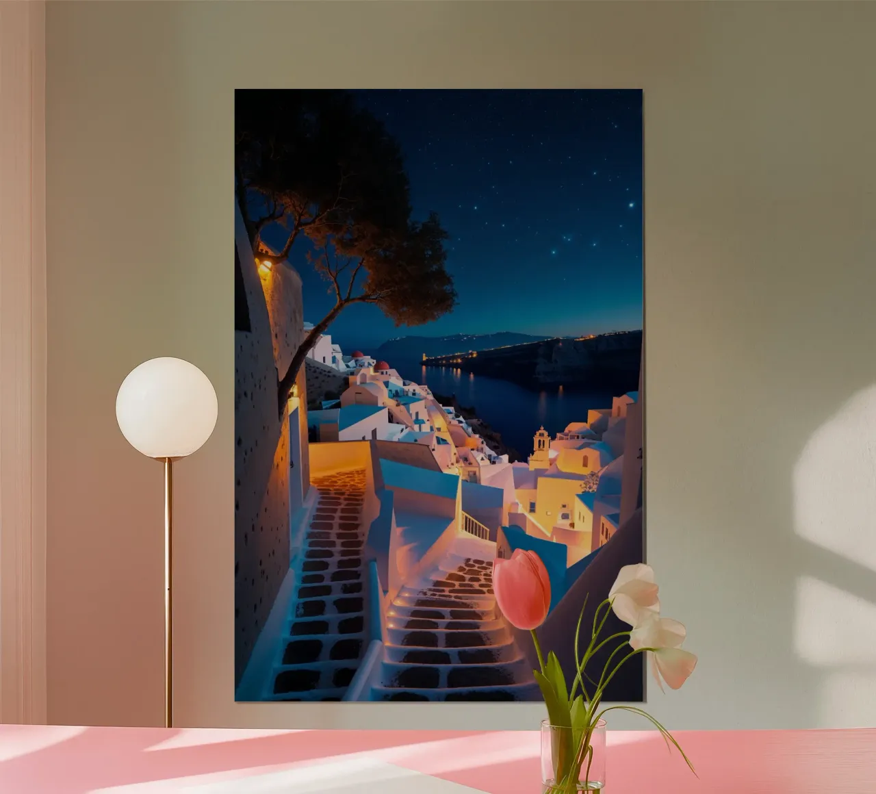 Santorini's Enchanting Nightscape carta hahnemühle da AlbertKlee