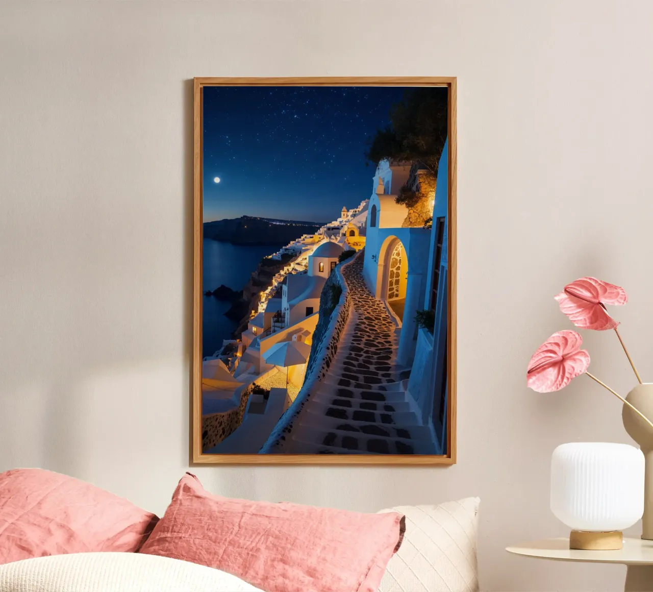 Moonlit Pathways of Santorini alluminio dibond da AlbertKlee