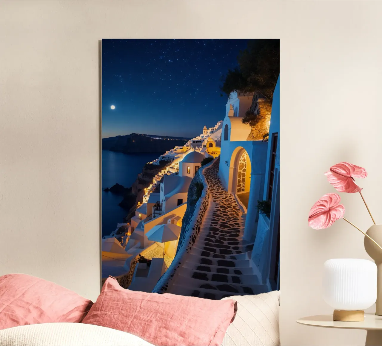 Moonlit Pathways of Santorini alluminio dibond da AlbertKlee