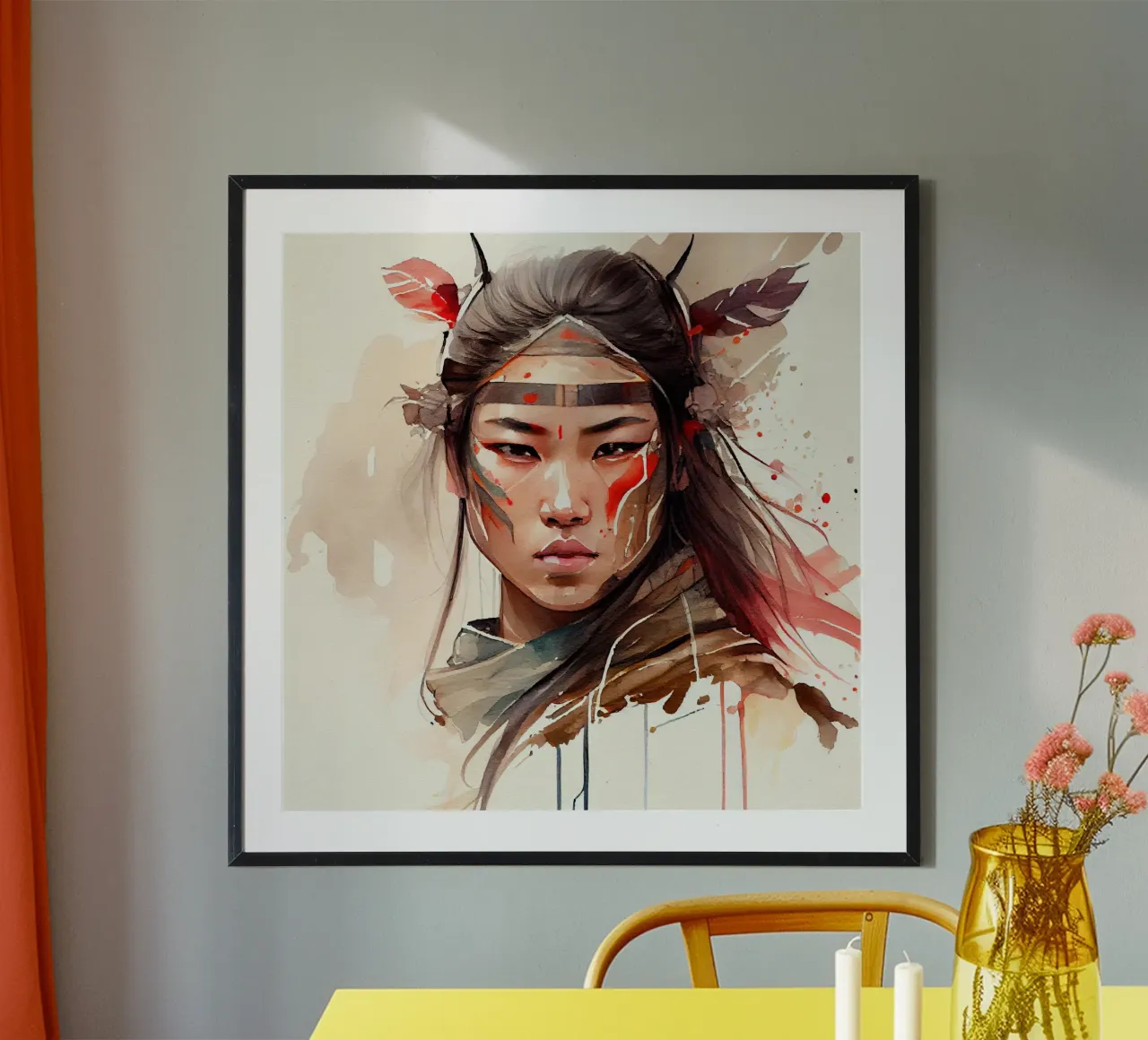 Acquerello Donna guerriera asiatica poster da Chromatic Fusion Studio