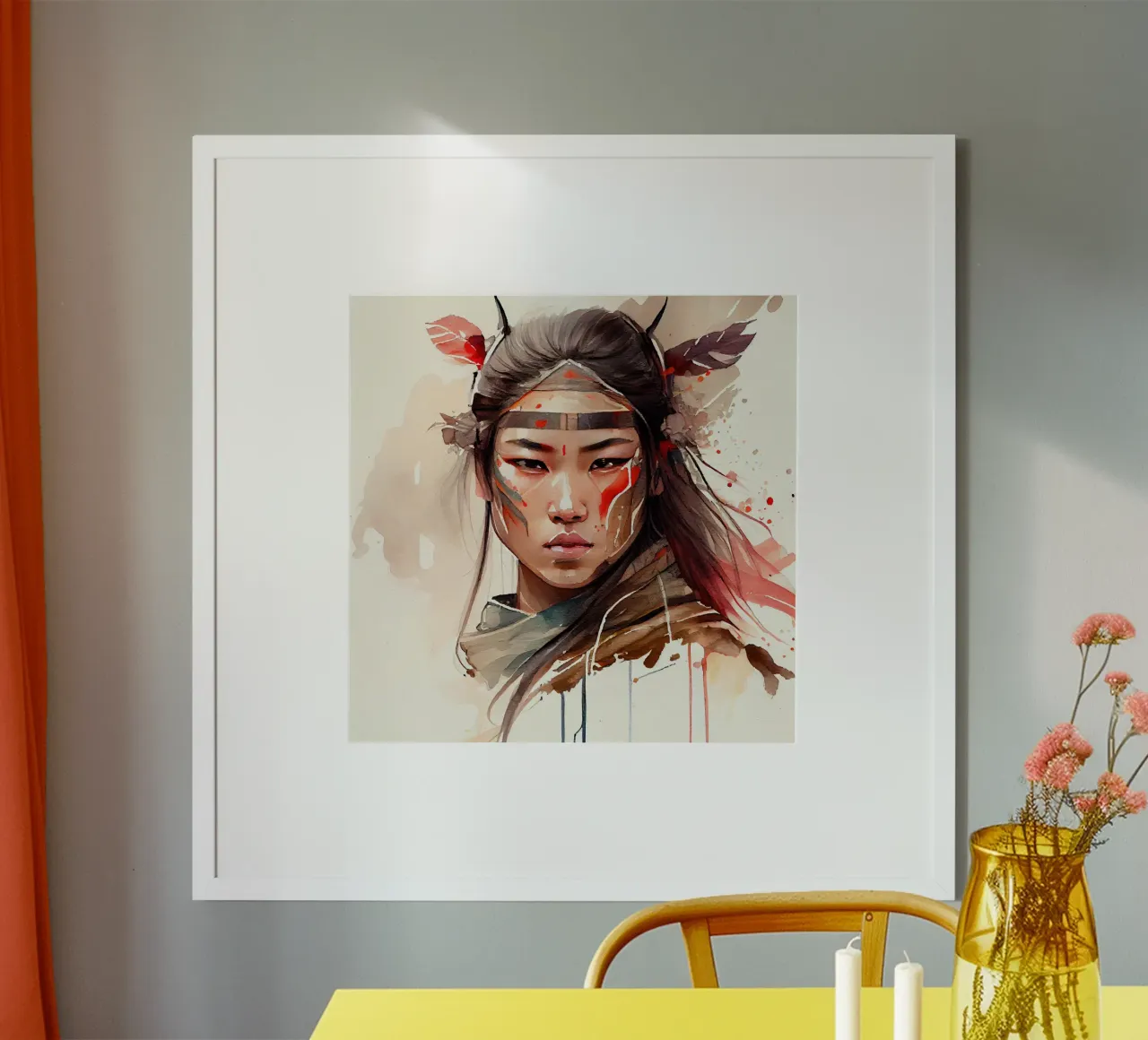 Acquerello Donna guerriera asiatica poster da Chromatic Fusion Studio