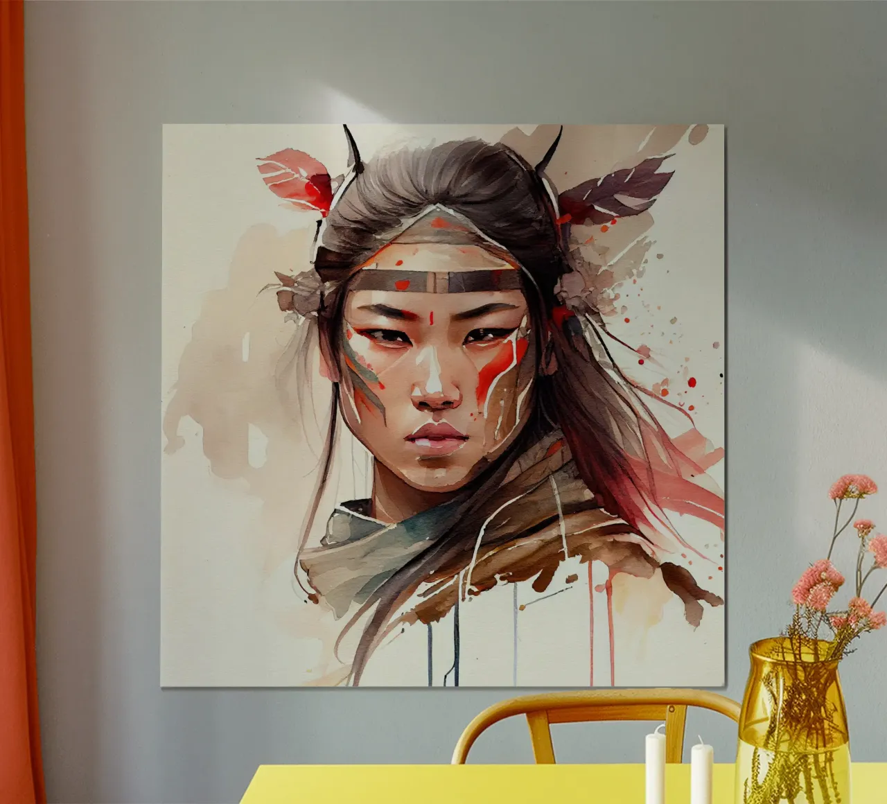 Acquerello Donna guerriera asiatica poster da Chromatic Fusion Studio