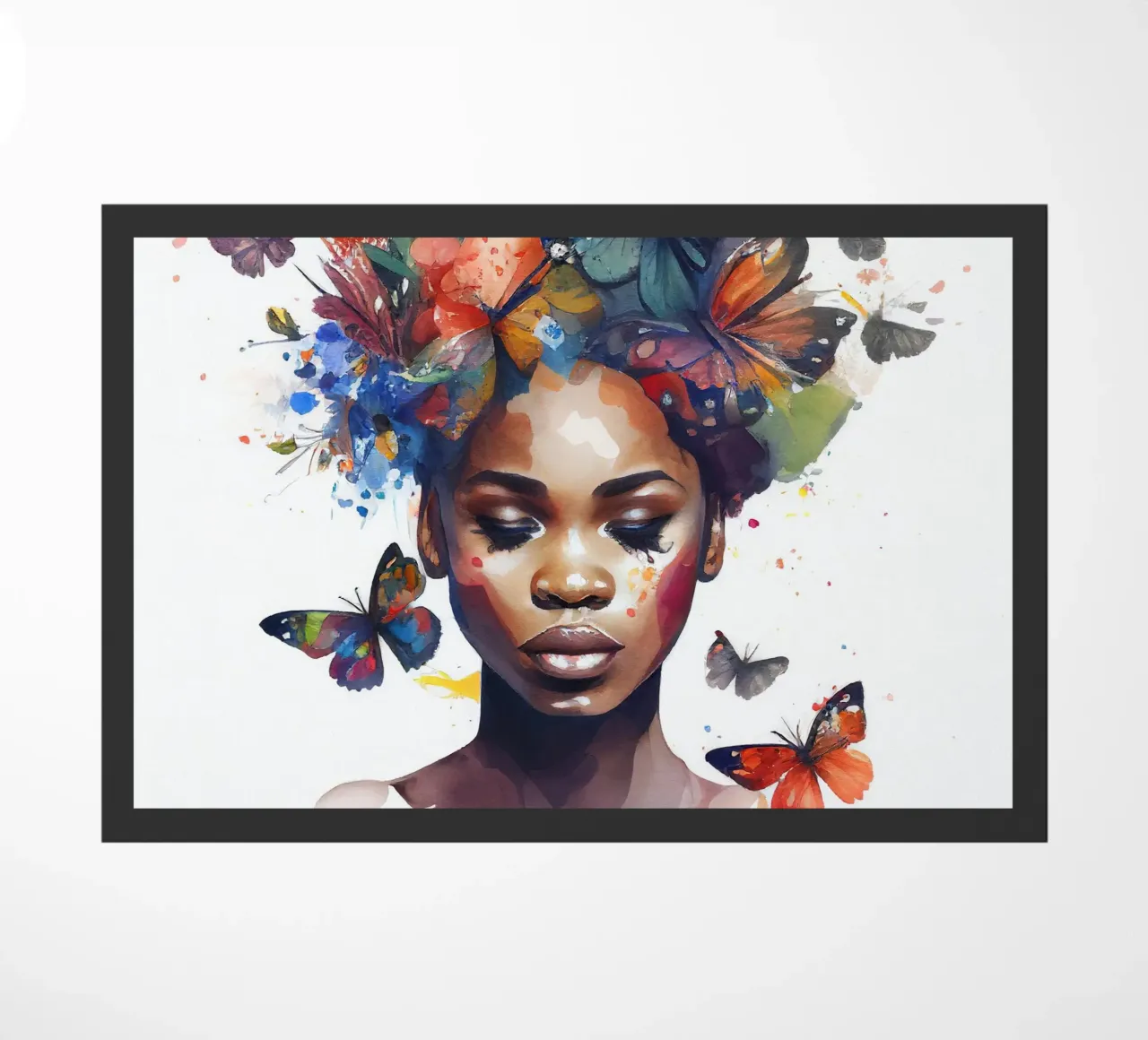 Farfalla acquerellata Donna africana zerbino da Chromatic Fusion Studio