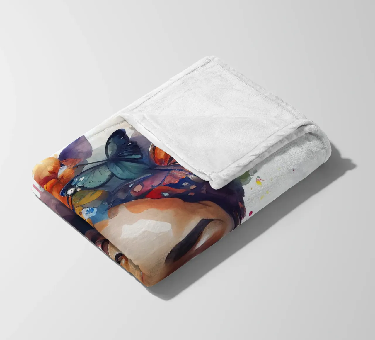Farfalla acquerellata Donna africana coperta in pile da Chromatic Fusion Studio