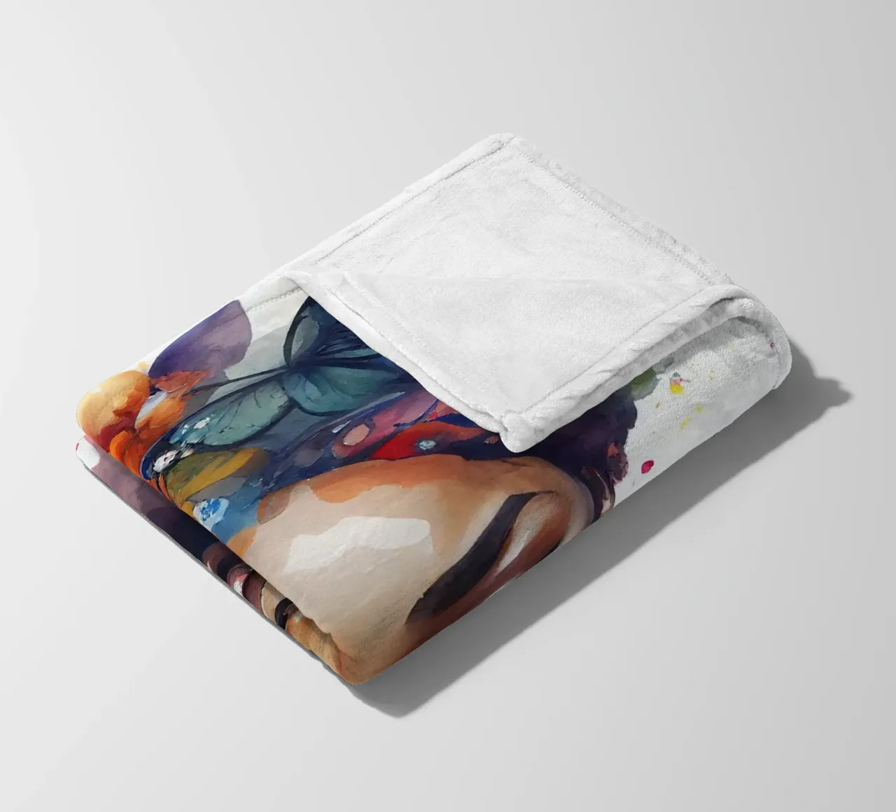 Farfalla acquerellata Donna africana coperta in pile da Chromatic Fusion Studio