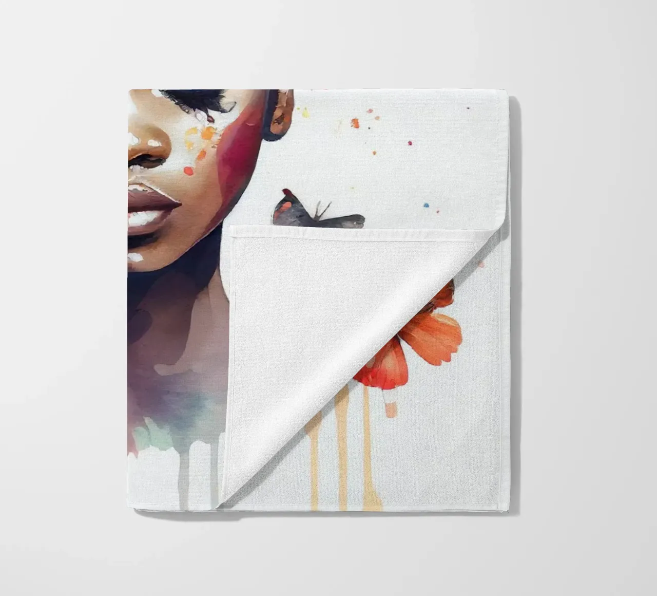 Farfalla acquerellata Donna africana telo mare da Chromatic Fusion Studio