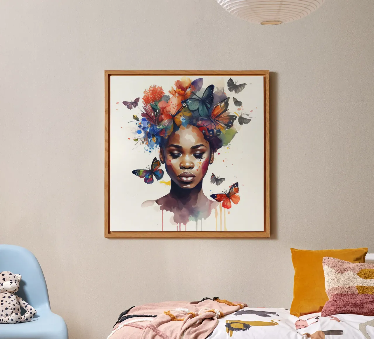 Farfalla acquerellata Donna africana alluminio dibond da Chromatic Fusion Studio