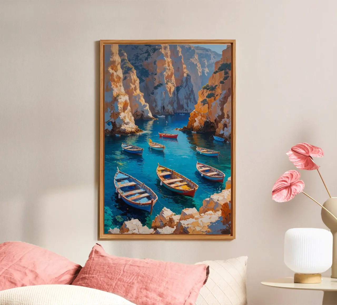 Boats in Harmony at Amoudi Bay panneau forex de AlbertKlee