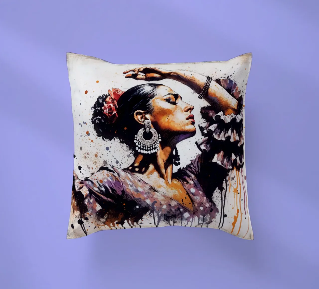 Watercolor Flamenco Dancer cuscino da Chromatic Fusion Studio