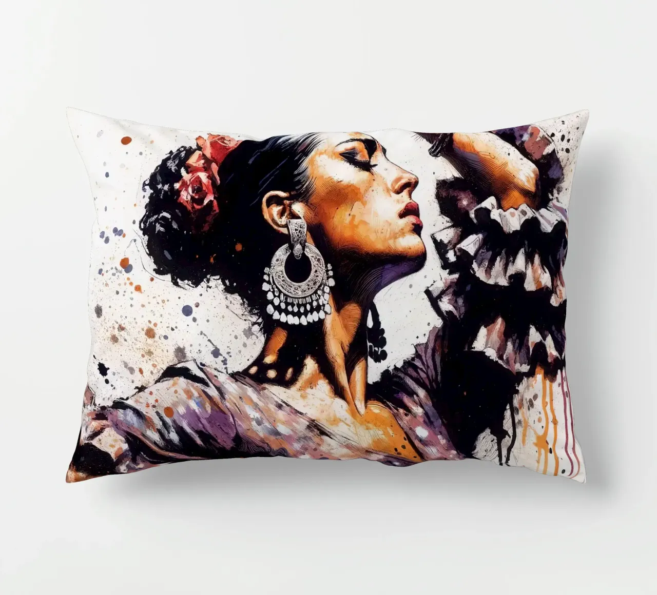 Watercolor Flamenco Dancer cuscino da Chromatic Fusion Studio