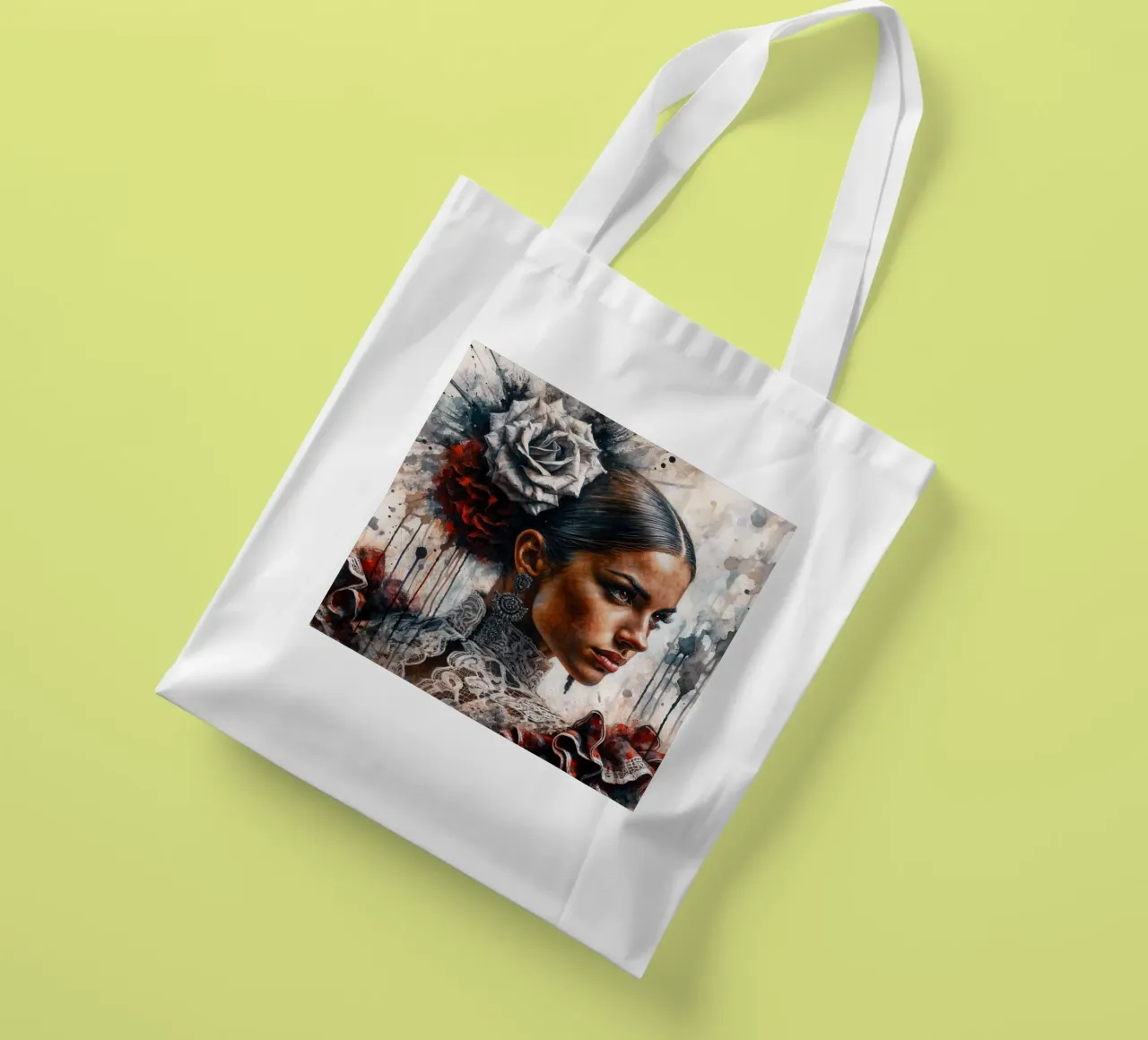 Watercolor Flamenco Dancer tote bag by Chromatic Fusion Studio