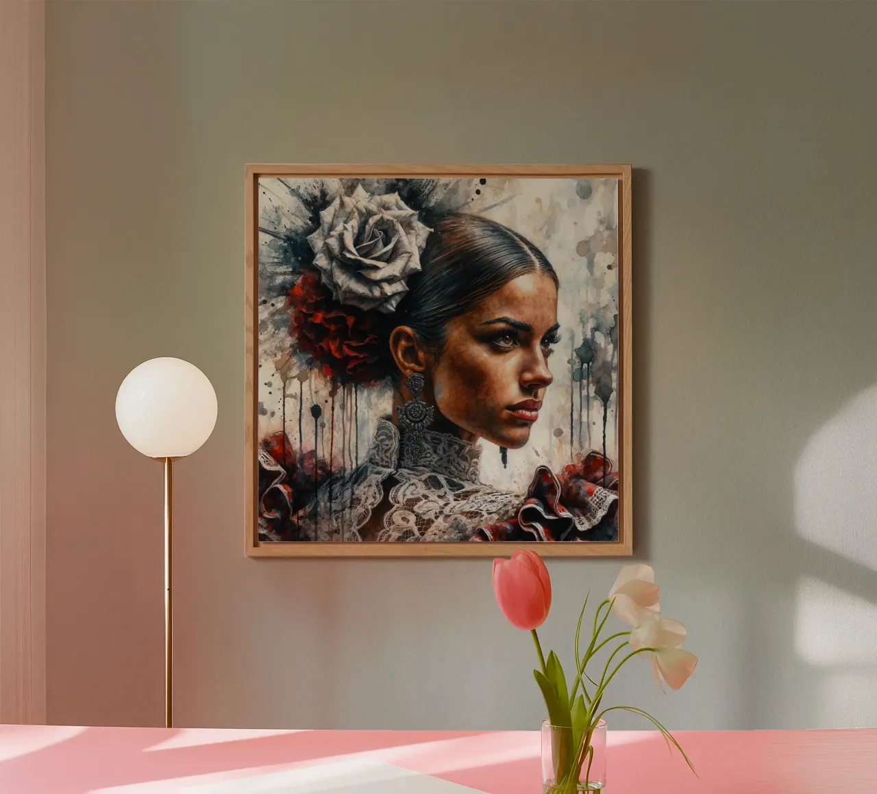 Watercolor Flamenco Dancer alluminio dibond da Chromatic Fusion Studio