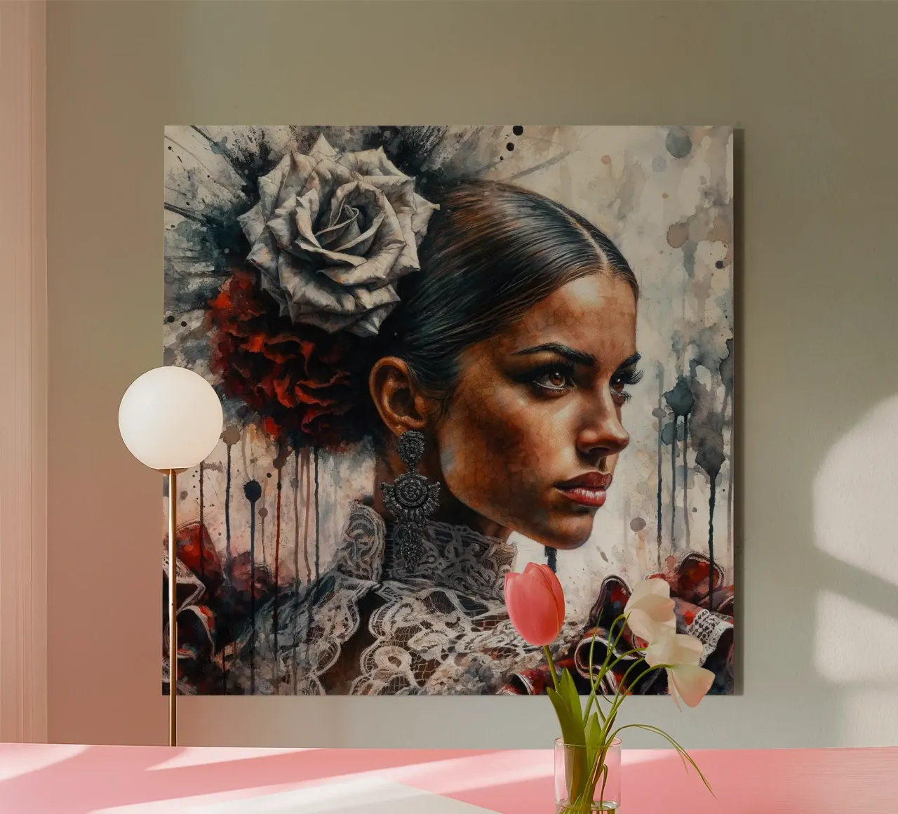 Watercolor Flamenco Dancer alluminio dibond da Chromatic Fusion Studio