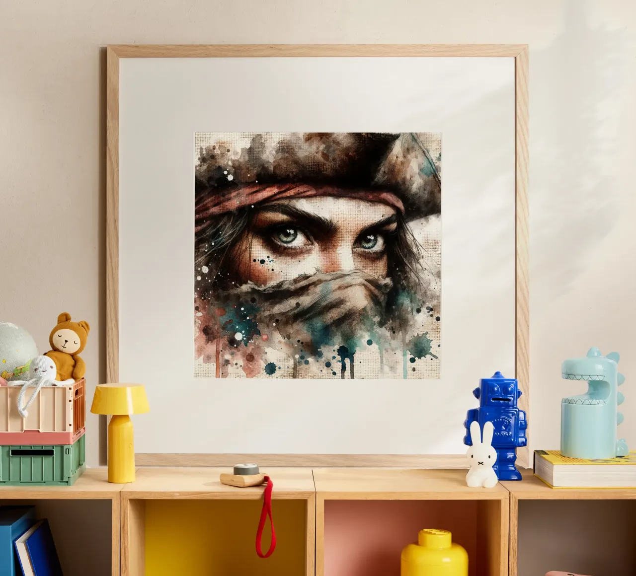 Donna pirata ad acquerello poster da Chromatic Fusion Studio