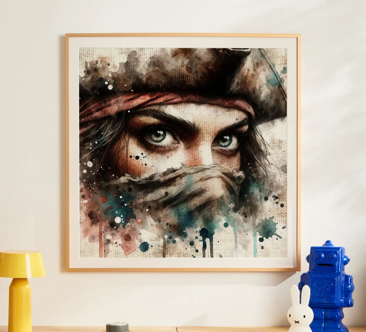 Donna pirata ad acquerello poster da Chromatic Fusion Studio