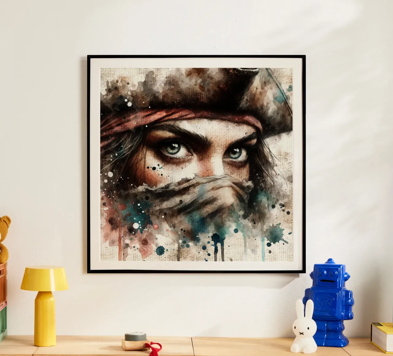 Donna pirata ad acquerello poster da Chromatic Fusion Studio