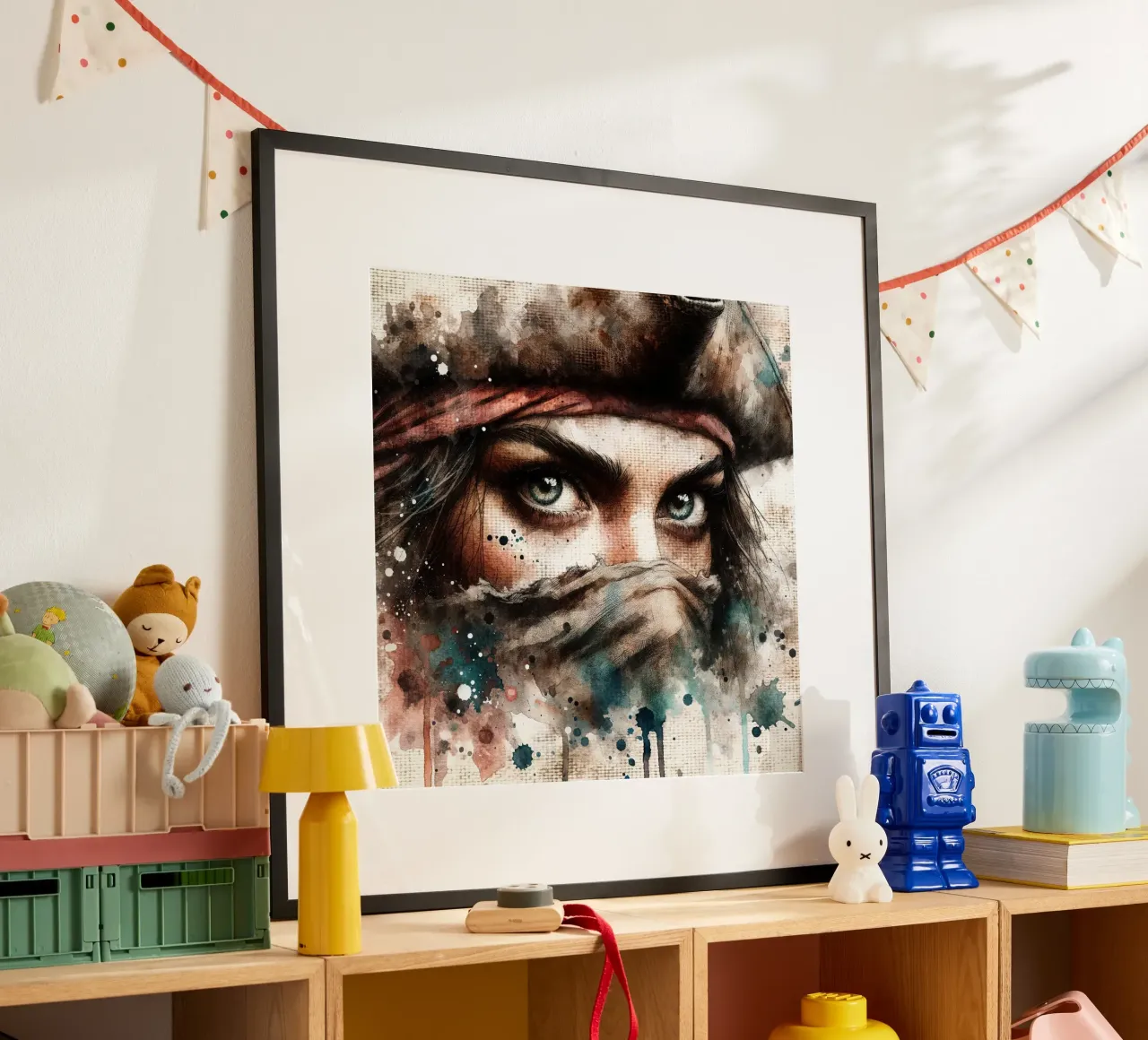 Donna pirata ad acquerello poster da Chromatic Fusion Studio
