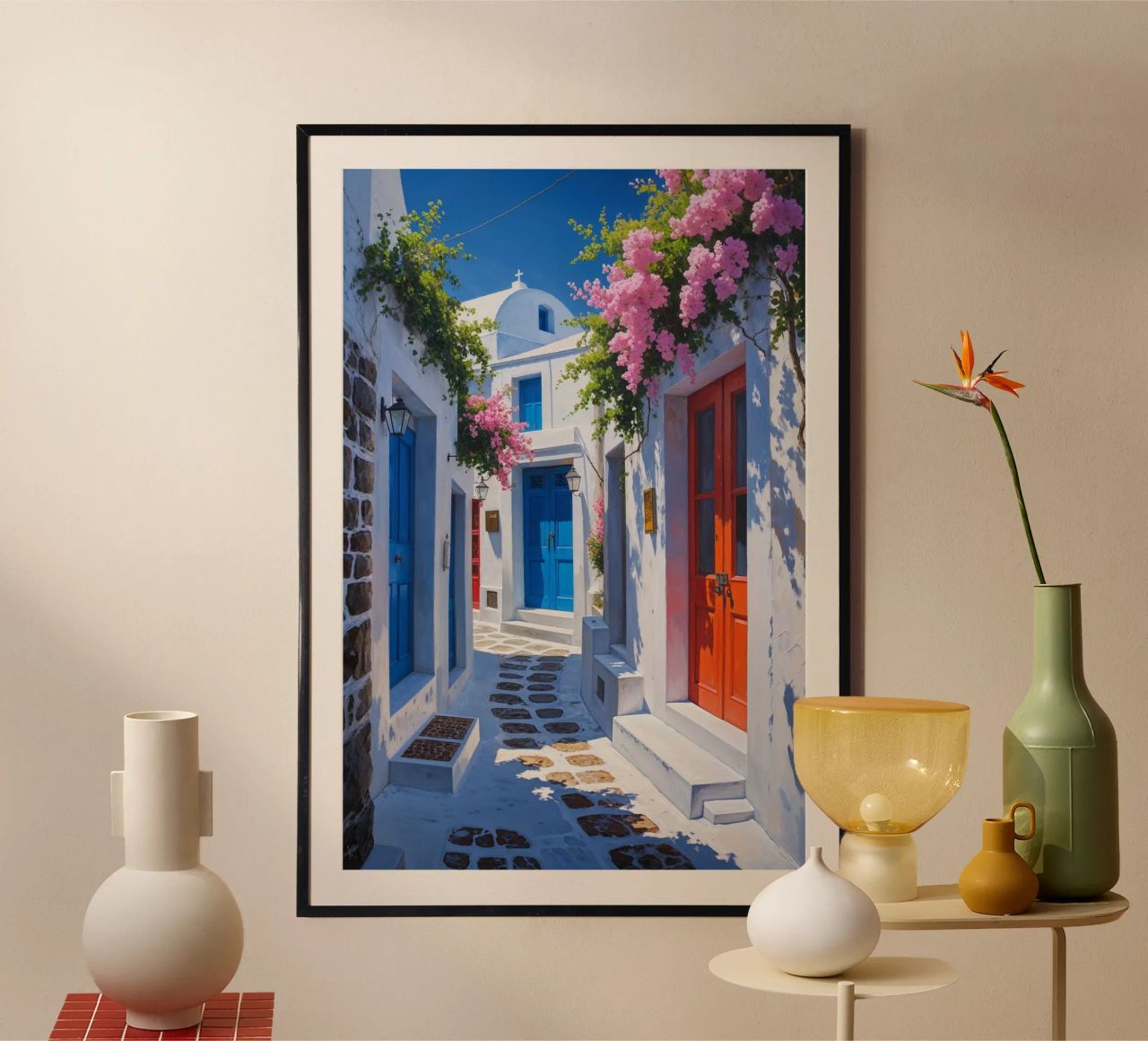 Charming Greek Alleyway with Flowers Poster von AlbertKlee