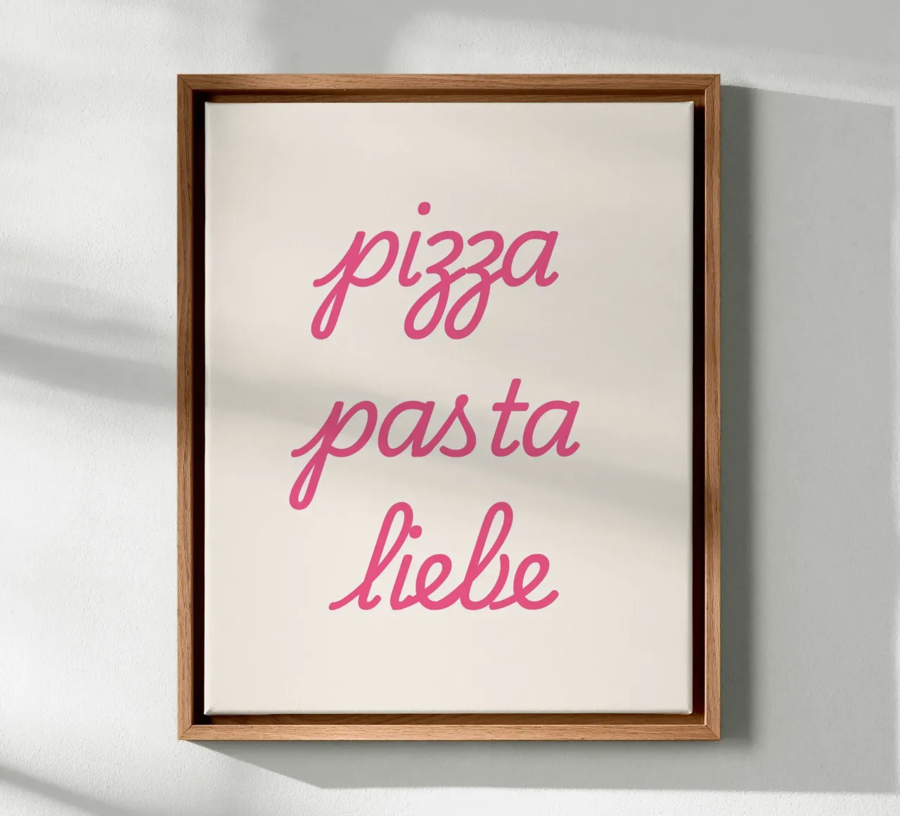 Pizza, pasta, liefde canvas met Baklijst van Second Canvas