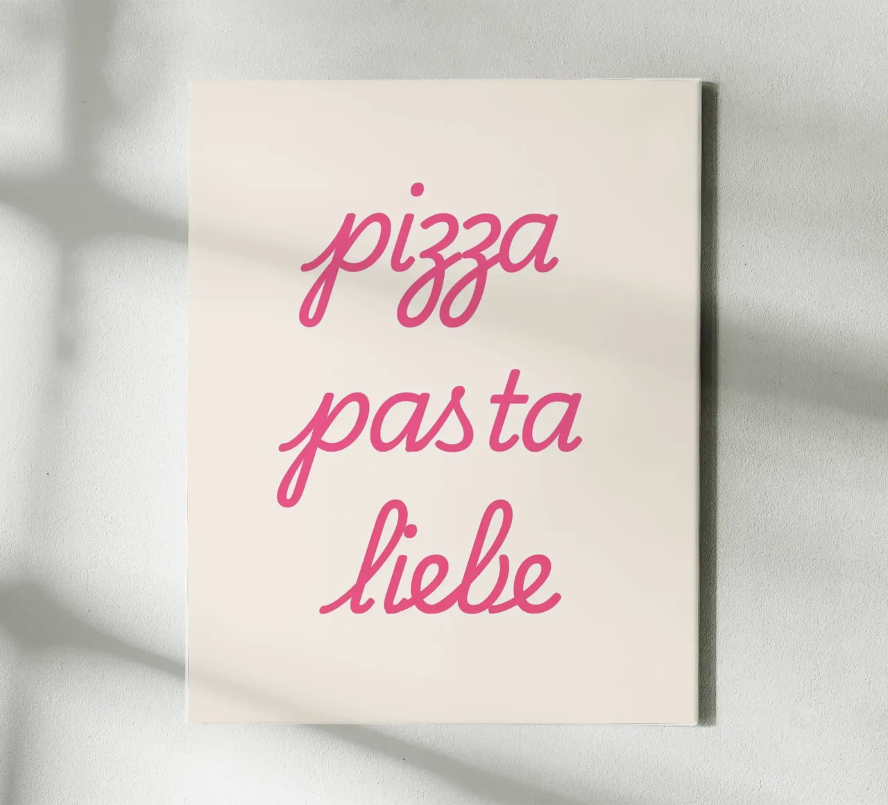 Pizza, pasta, liefde canvas met Baklijst van Second Canvas