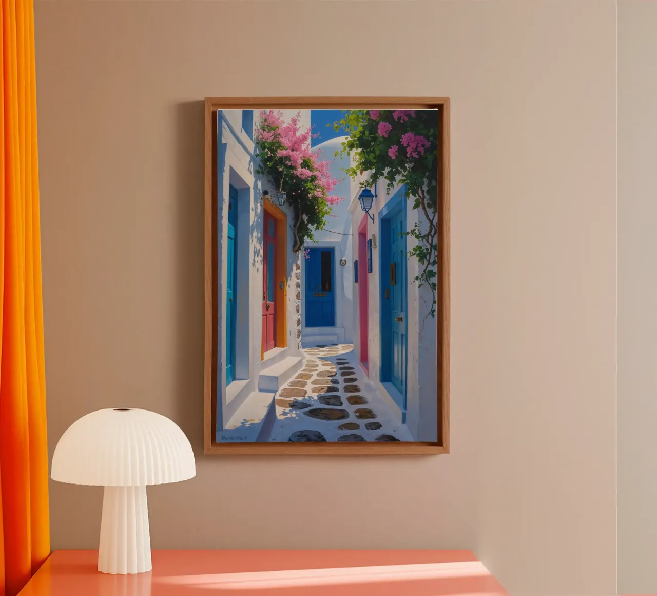 Charming Greek Pathway with Bougainvillea canvas met Baklijst van AlbertKlee