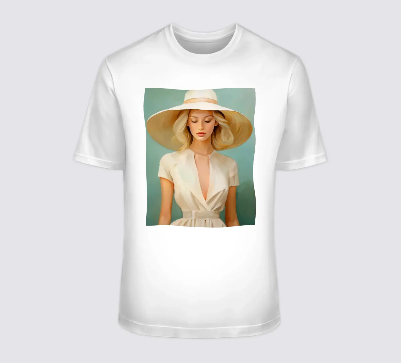 Donna elegante in colori tenui t-shirt da Take Your Art BV