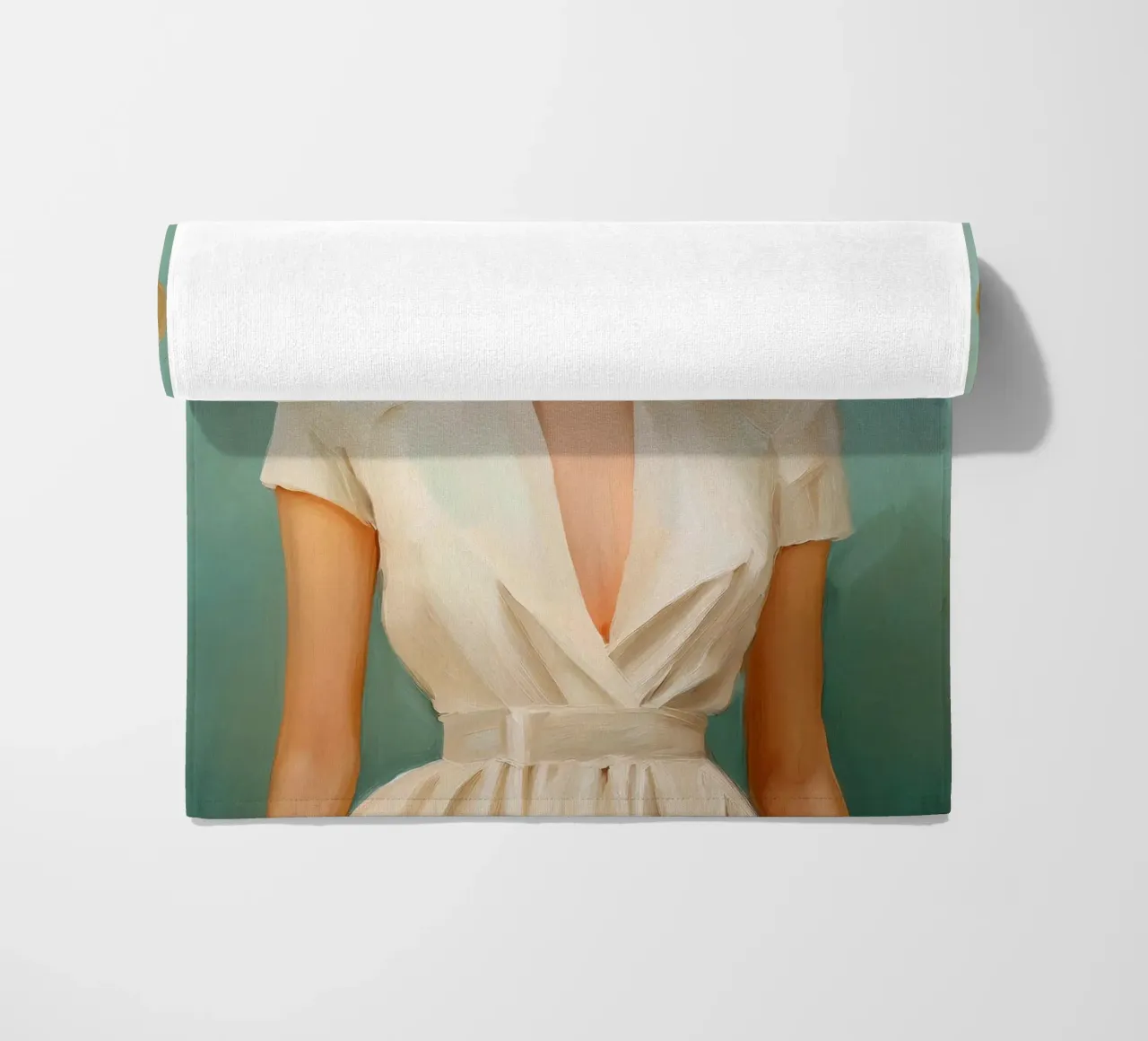 Donna elegante in colori tenui telo mare da Take Your Art BV
