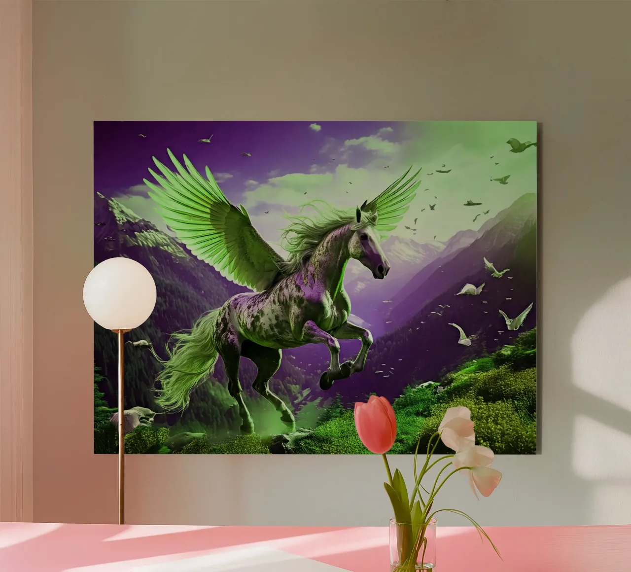 HORSE WING 1 PURPLE AND GREEN. forex plate by Thierry vobmann photography