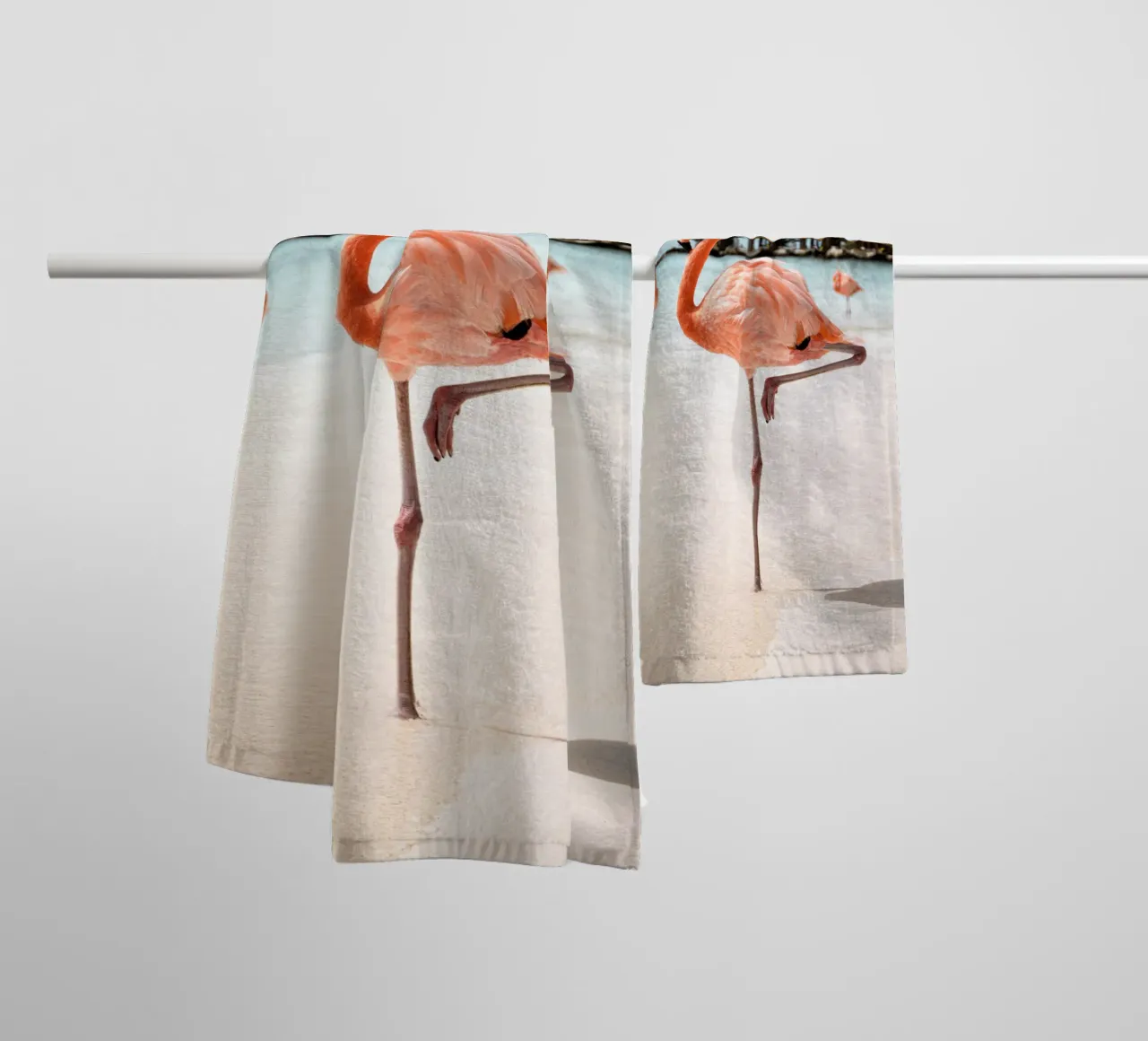 Pink Tropical Flamingo towel by Henrike Schenk Photography