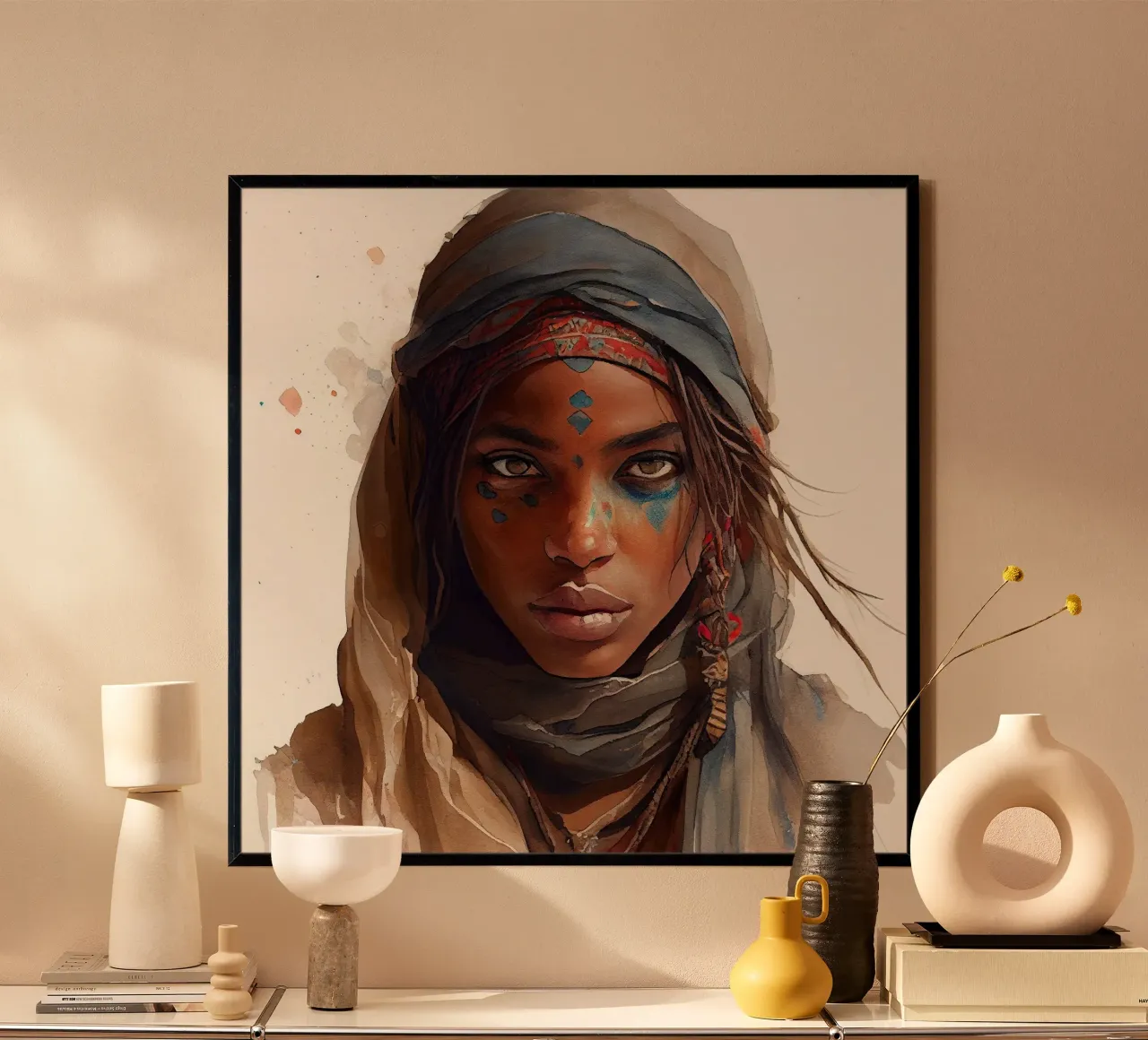 Acquerello Donna Tuareg carta hahnemühle da Chromatic Fusion Studio