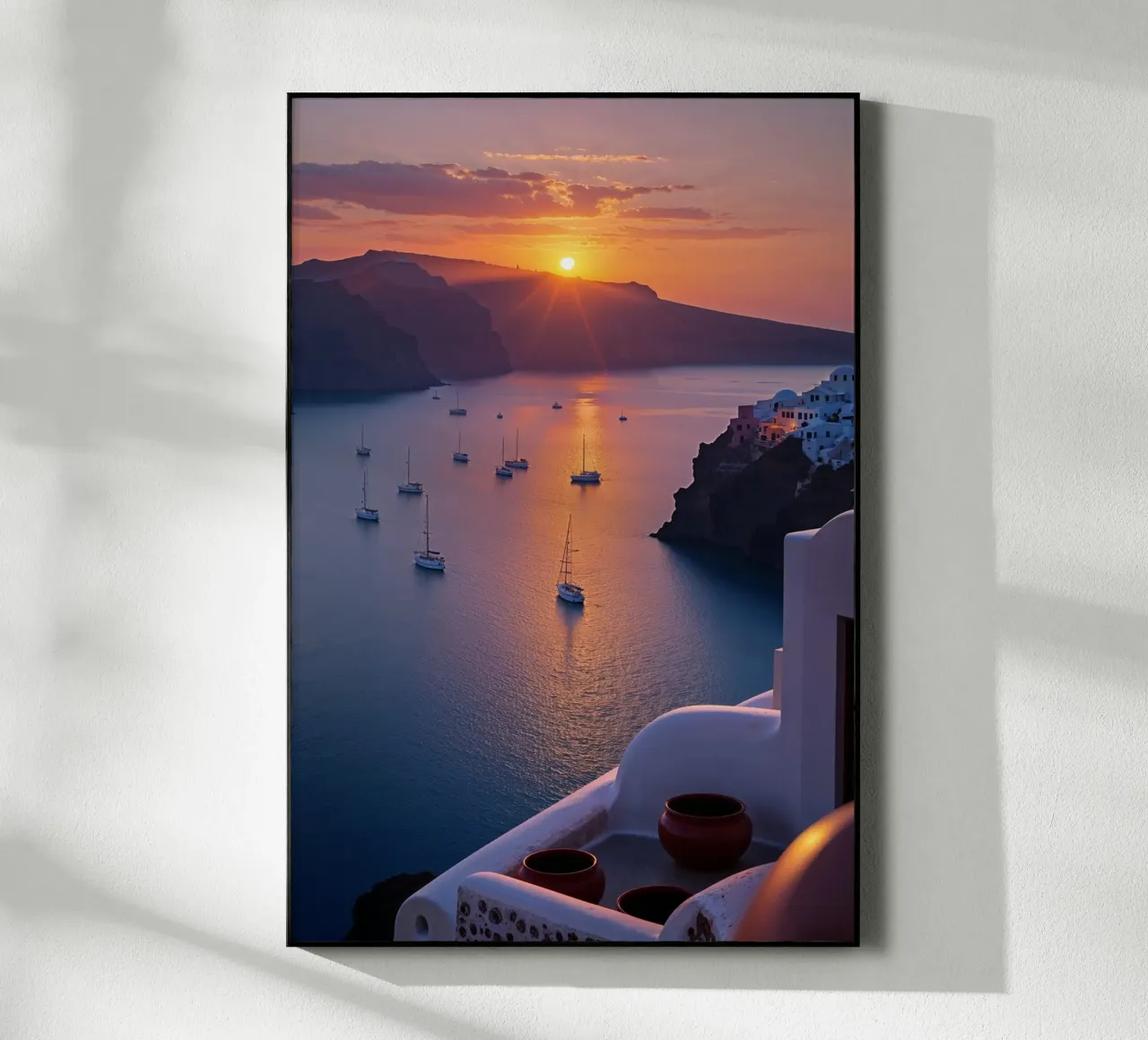 Golden Sunset Over Santorini's Caldera plexiglass da AlbertKlee