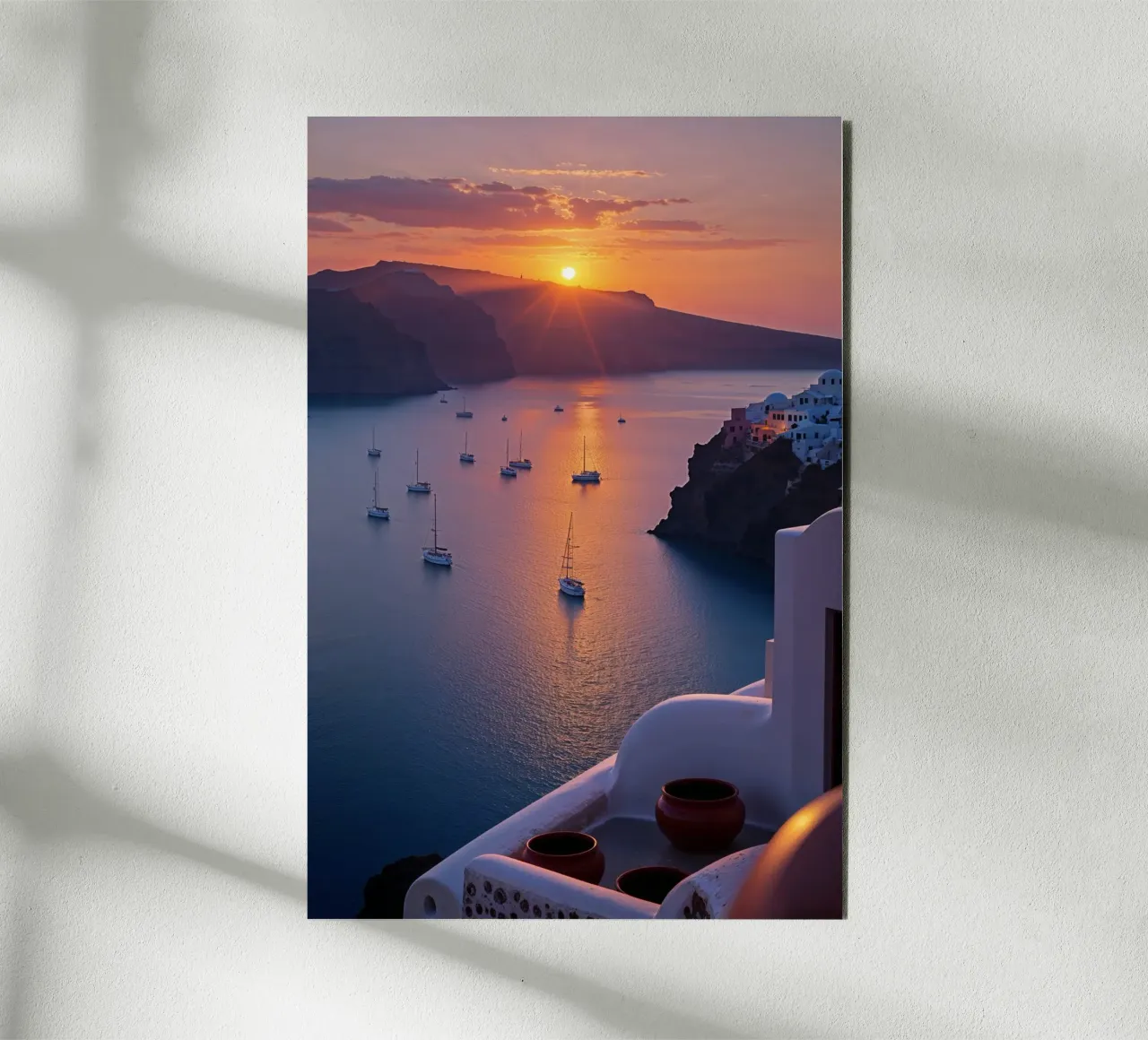 Golden Sunset Over Santorini's Caldera alluminio dibond da AlbertKlee