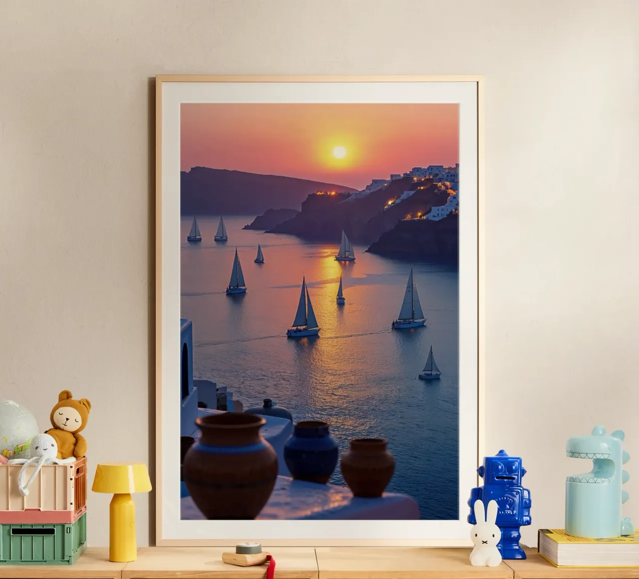 Sailing Into Santorini's Sunset Bliss carta hahnemühle da AlbertKlee