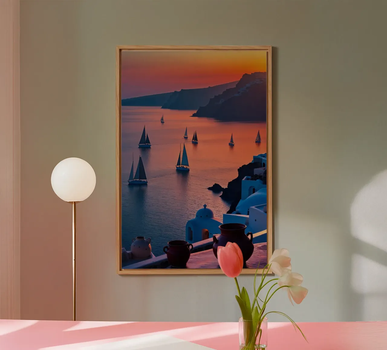 Dreamy Sunset Over Santorini’s Caldera alluminio dibond da AlbertKlee